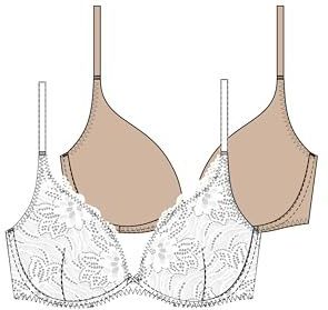 Dorina - Angie - Push-up Beha - Wit/Beige - Set van 2