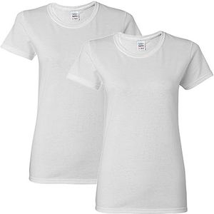 Gildan T-shirt voor dames, Wit, L