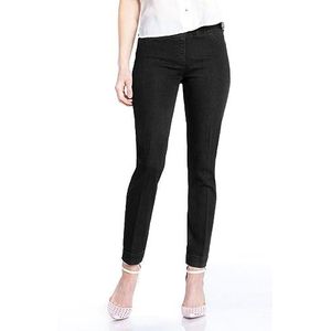 SLIM-SATION Women's Wide Band Pull On Ankle Pant with Tummy Control, 6, Black Denim