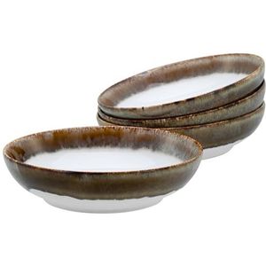 CreaTable, 21691, serie Cascade Bowls, bruin, 1300 ml, 4-delige serviesset, poke bowl-set van aardewerk