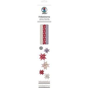 Ursus 3490000F - papierstroken voor vorksterren rood/grijs/natuurlijk, van hoogwaardig knutselpapier, 60 stroken in 2 verschillende maten voor ca. 15 sterren, knutselklassiekers voor de kersttijd