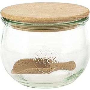 Voorraadpot 500 ml wek in tulpenvorm met houten deksel + schep