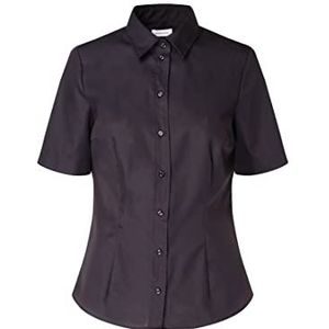 Seidensticker Dames slim fit blouse met korte mouwen, zwart, 42