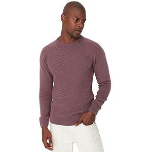 Trendyol Mannen ronde hals effen slanke trui sweatshirt, Stoffige Roos, L