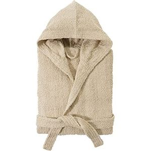 Baroni Home Badjas van badstof met capuchon, badjas voor dames en heren, 100% katoen, absorberend en comfortabel (L, Baige), Baige, M