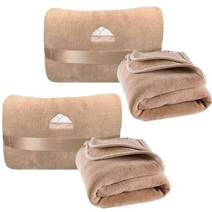BlueHills Reiskussen Deken Compact, Beige-2pk-m26, Travel, hedendaags