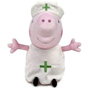 Famosa Softies - Peppa Pig verpleegster, pluche dier, 27 cm, biologische vulling (Famosa 760019342).