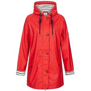 Ankerglut Friesennerz regenjas voor dames, capuchon, waterdicht, weerbestendig, windbreaker, overgangsjas, #Ankerglutzauber regenjas, rood, 44