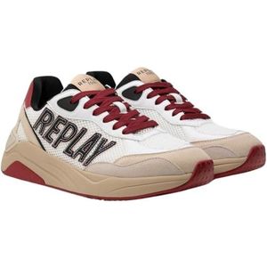 Replay Tennet Wave sneakers voor heren, 079 wit rood, 43 EU, 079, wit-rood, 43 EU