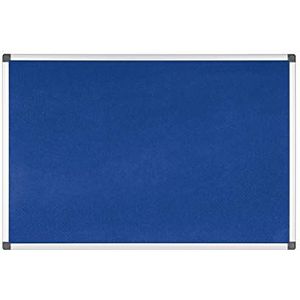Bi-Office Maya Prikbord, Vilten Memobord Blauw, Geanodiseerd Aluminium Omlijsting, 90x60 cm