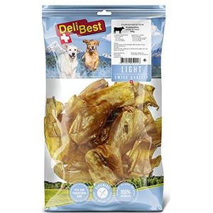 DeliBest Light Knabbeloren, tandheelkundige sticks, hondensnacks, graanvrij, runderoren voor honden, runderoren gedroogd, hondentandverzorging, snack, 500 g