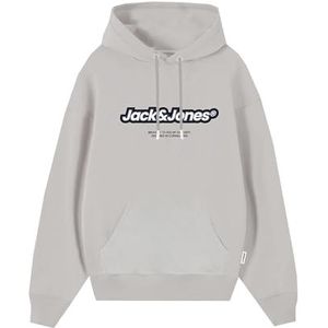 Jack & Jones JORVESTERBRO Newton Branding Sweat Hood, Moonbeam/Print:jj, M