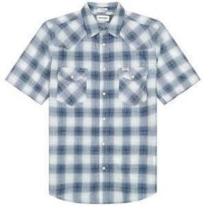 SS - Western Shirt - Blauw - Geweven Overhemd - 100 procent Katoen