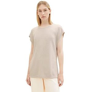 TOM TAILOR Dames T-Shirt Top met sleuven, 16339-wolk Grey, XXXL, 16339-wolken grijs, 3XL