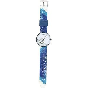 THUN ® - Blauw polshorloge Luna behuizing - geëmailleerd metaal - Ø behuizing 3,7 cm, armband 1,8 cm - met gesp 23 cm l