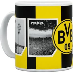 BVB Mok Stadion - 50 jaar jubileumeditie - zwart-gele keramische mok met 0,3 liter inhoud en groot BVB-embleem