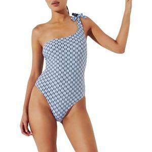 Karl Lagerfeld B.V Monogram TIE Cheeky zwempak, Karl Lagerfeld All Over Print Blue Mid Indigo, XS