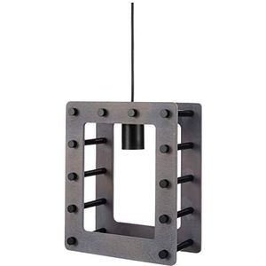 Homemania Theo hanglamp zwart, grijs van metaal, hout, 23 x 14 x 80 cm