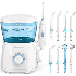 Sawgmore Waterflosser Orale Irrigator, 600 ml tandreiniger voor tanden/remmen, 8 professionele waterflossers, orale irrigator