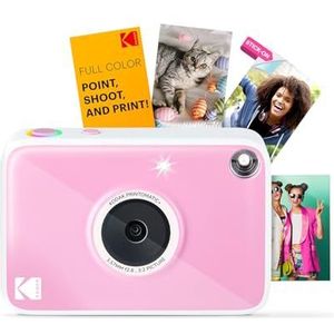 KODAK Printomatic+ Direct-Print Digitale Camera 10MP met RGB LED, print kleurenfoto’s op Zink 2x3” fotopapier – Roze