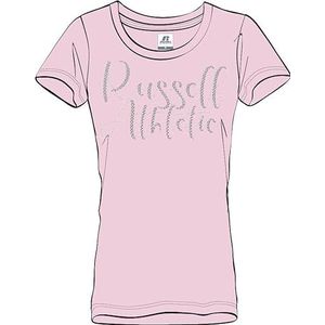 RUSSELL ATHLETIC Scripted-S/S Crewneck T-shirt voor dames, Crandle Pink, M