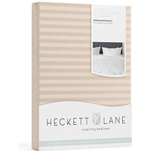 Heckett Lane Uni Stripe Duvet Cover, 100% Cotton Satin, Cuban Sand, 200 x 220 Cm, 1.0 Pieces