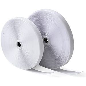 IPEA Rimpelband om te naaien (niet klevend), 20 mm, wit, 25 m lang, extra sterke strepen voor het naaien van huishoudtextiel, kleding - touw voor haken en ringen