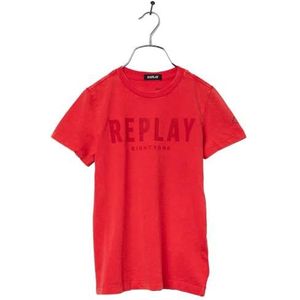 Replay T-shirt voor jongens, regular fit, korte mouwen, 919 Fire Red, 14 Jaar