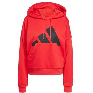 adidas Dames ESSENTIALS BIG LOGO FRENCH TERRY LOOSE HOODIE, Pure Ruby/Black, XXL