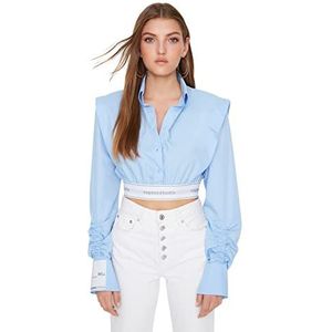 Trendyol Dames Vrouw Regular Standaard Kraag Geweven Shirt, Lichtblauw, 38, Lichtblauw, 64