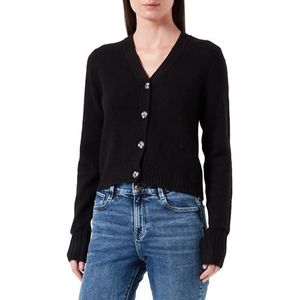 Bestseller A/S JXREGINA Gebreid vest voor dames, diverse cardigan, zwart/detail:/Moonbeam Neck piping, XS, Black/Detail:/Moonbeam Neck Piping, XS