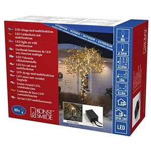 Konstsmide Micro LED Kerstboomverlichting/Outdoor of Indoor (IP44)/24V Transformator Plug In/80 Amber Diodes/Multifunctioneel 8 Instellingen Inclusief Statische/Zwarte Kabel String Lights, 3614-800EE