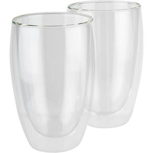 APS 10372 glazen TWINZ, set van 2, dubbelwandig, koffieglas, latte macchiato, Ø 8,5 cm, hoogte 14 cm, 380 ml