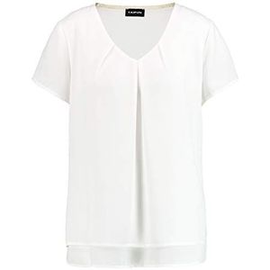 Taifun Damesblouseshirt met korte mouwen figuurcorrigerend blouseshirts, blouse, shirt, gebroken wit, XXS