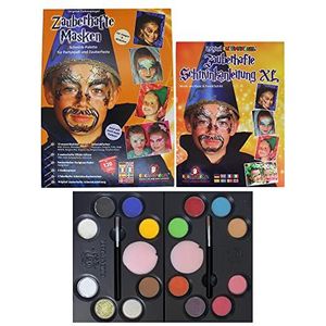 Eulenspiegel 103333 – magische maskers, 13 kleuren, 3 glitter, 2 sponzen, 2 penselen, 1 handleiding (mogelijk niet beschikbaar in het Nederlands)
