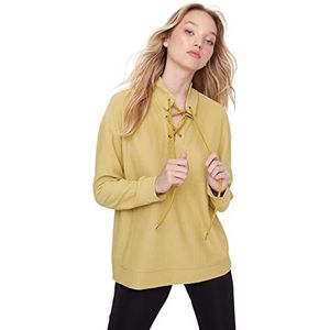Trendyol Dames getailleerd standaard staande kraag gebreid sweatshirt, Lichtgroen, XS