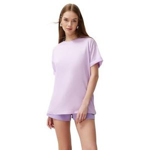 Trendyol Dames Basics Oversize Basic Crew Neck Knit T-Shirt, Lila, L