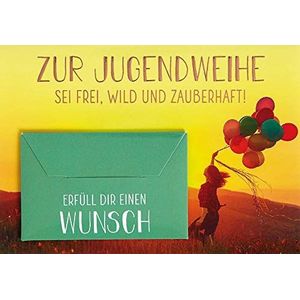 Perleberg Lifestyle Collection Kaart voor jeugdwijding - jeugdwijding geldgeschenken voor jongens en meisjes - jeugdwijdingskaarten meisjes en jongens - ansichtkaart met envelop in 11,6 x 16,6 cm