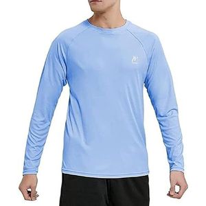 MeetHoo Rashguard UPF 50+ losse stretch uv-bescherming zwemhemd lange mouwen voor surfen, zwemmen, duiken, strand, Blauw, S