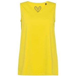Ulla Popken Dames top, A-lijn, V-hals, mouwloos T-shirt, geel, 42-44