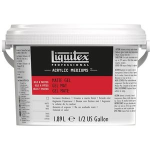 Liquitex 5341 Professional Mat gelmedium, verwijdert de glans van acrylverf, kan worden gebruikt als lijm voor collages, fles van 1,89 liter