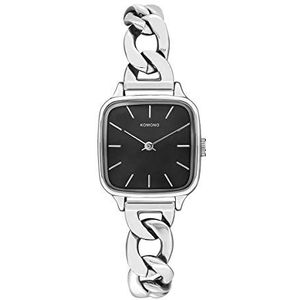 KOMONO Kate Revolt Silver Black Women's Japanese Quartz Analogue Watch with Stainless Steel Strap