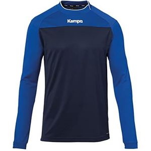 Kempa Prime Longsleeve T-shirt, asymmetrische kraag, heren, marineblauw/koningsblauw, L