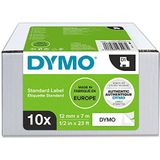 DYMO authentieke D- labels | zwart op wit | 12 mm x 7 m | zelfklevende labels voor LabelManager-labelprinters | 10 stuks