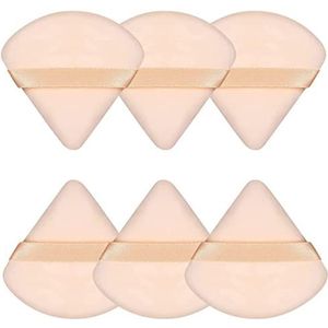 Atiyoo 6 stuks driehoekige poederkwasten, met de puntige hoeken velours make-up-poederkwasten, make-up-hulpmiddelen voor contouren, zachte poederkwasten voor losse poeder, beige