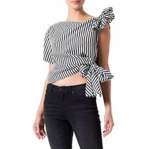 Pinko Bellerofonte jacquard blouse gestreept, Z1_wit/zwart, L