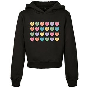 Mister Tee Unisex Kids Sweet Heart Candy Cropped Hoody met capuchon, zwart, 110/116 cm