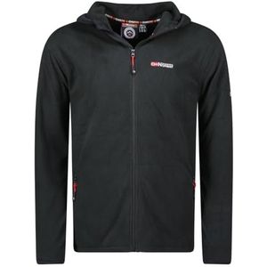 Geographical Norway Uniciaama Dunne fleece voor heren, warm, ritssluiting, herfst, winter, lente, warm, lange mouwen, trui, bont, zacht, comfort voor buiten (zwart XXL), Zwart, XXL