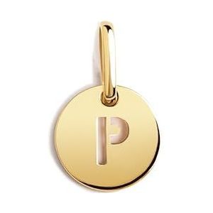 SINGULARU - Mini Medallion Letter Gold - hanger van 925 sterling zilver met verguld 18 kt - hanger letters A - Z - Charm combineerbaar met ketting - damessieraden, Eén maat, Geelgoud, Geen edelsteen