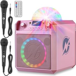 N-GEAR Block Party 602 XL - Karaoke Set - 2 Microfoons - Bluetooth - Roze